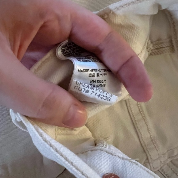 MOTHER The Hustler Patch Pocket Flood Jeans Size 23 Cream Puffs White Wash - Picture 6 of 9